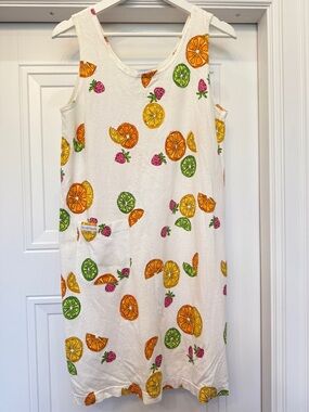 VTG FRESH PRODUCE FRUIT PRINT COTTON SUNDRESS SMALL TROPICAL